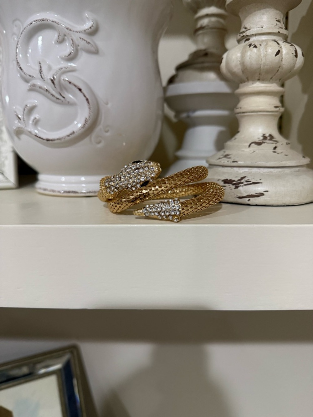Gold Tone Snake Wrap Bracelet - Costume Jewelry